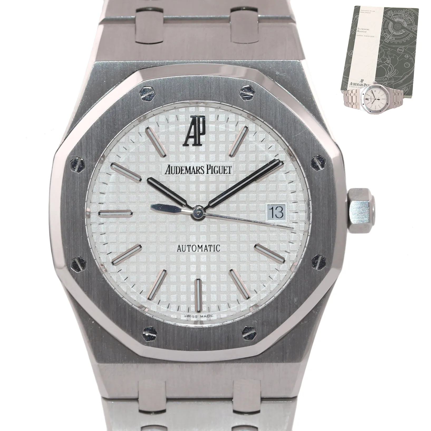 2011 PAPER Audemars Piguet Royal Oak White Stick 39mm Steel 15300 Watch Serviced