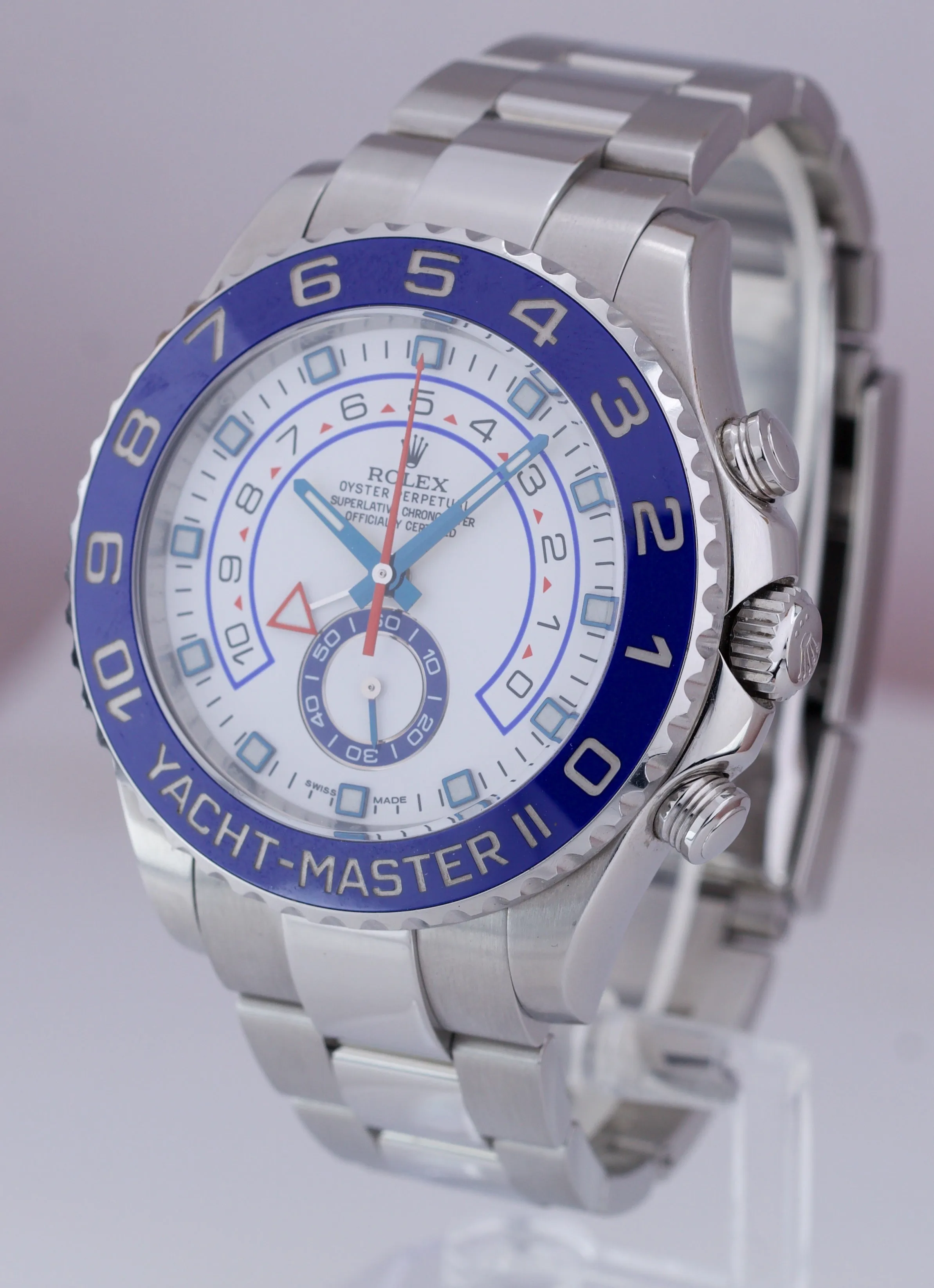 2015 Rolex Yacht-Master II 44mm Stainless White Blue Ceramic Watch 116680 B P