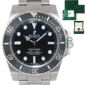 2016 PAPERS MINT Rolex Submariner No-Date 114060 Steel Black Ceramic Watch Box