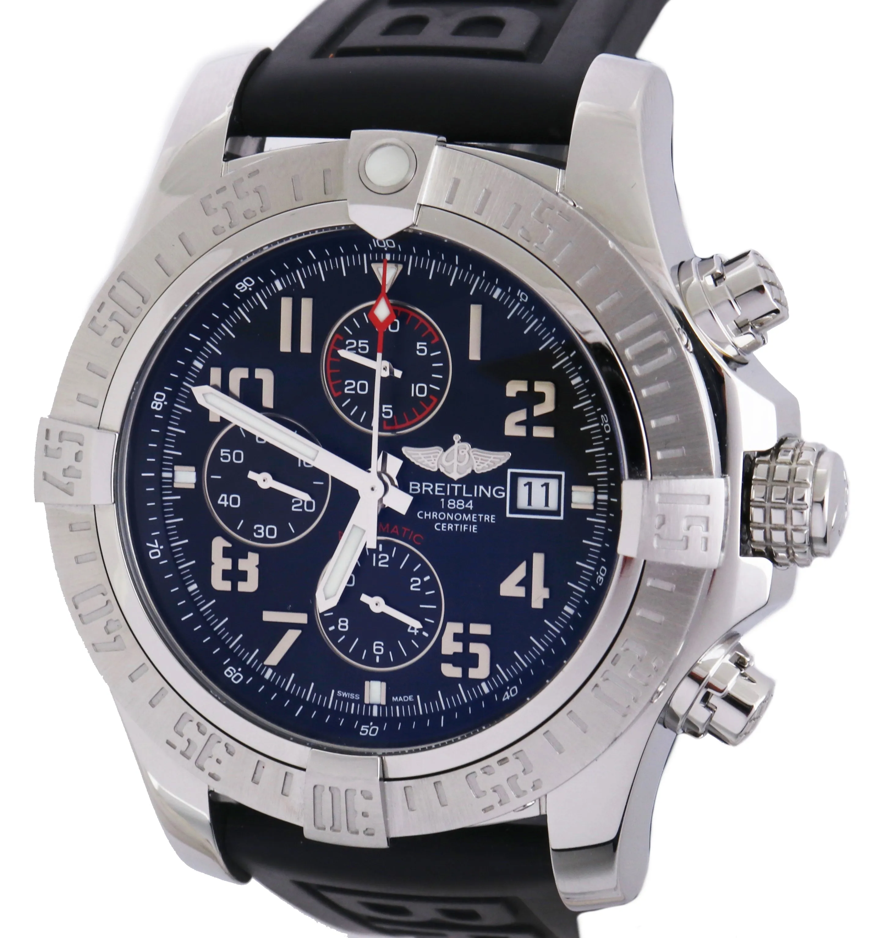 2018 Mint Breitling Super Avenger II Chronograph Black Stainless A13371 48mm