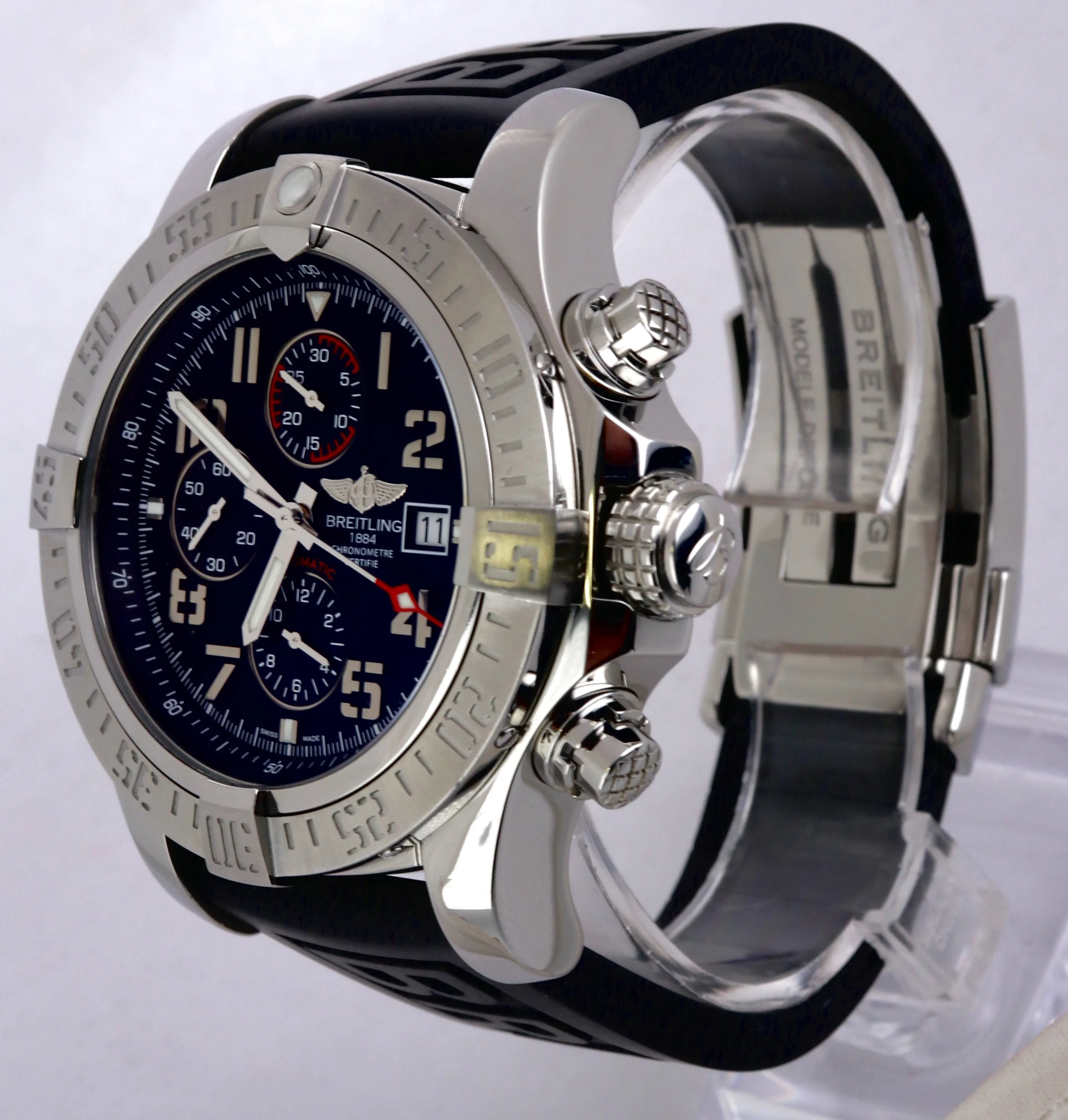 2018 Mint Breitling Super Avenger II Chronograph Black Stainless A13371 48mm