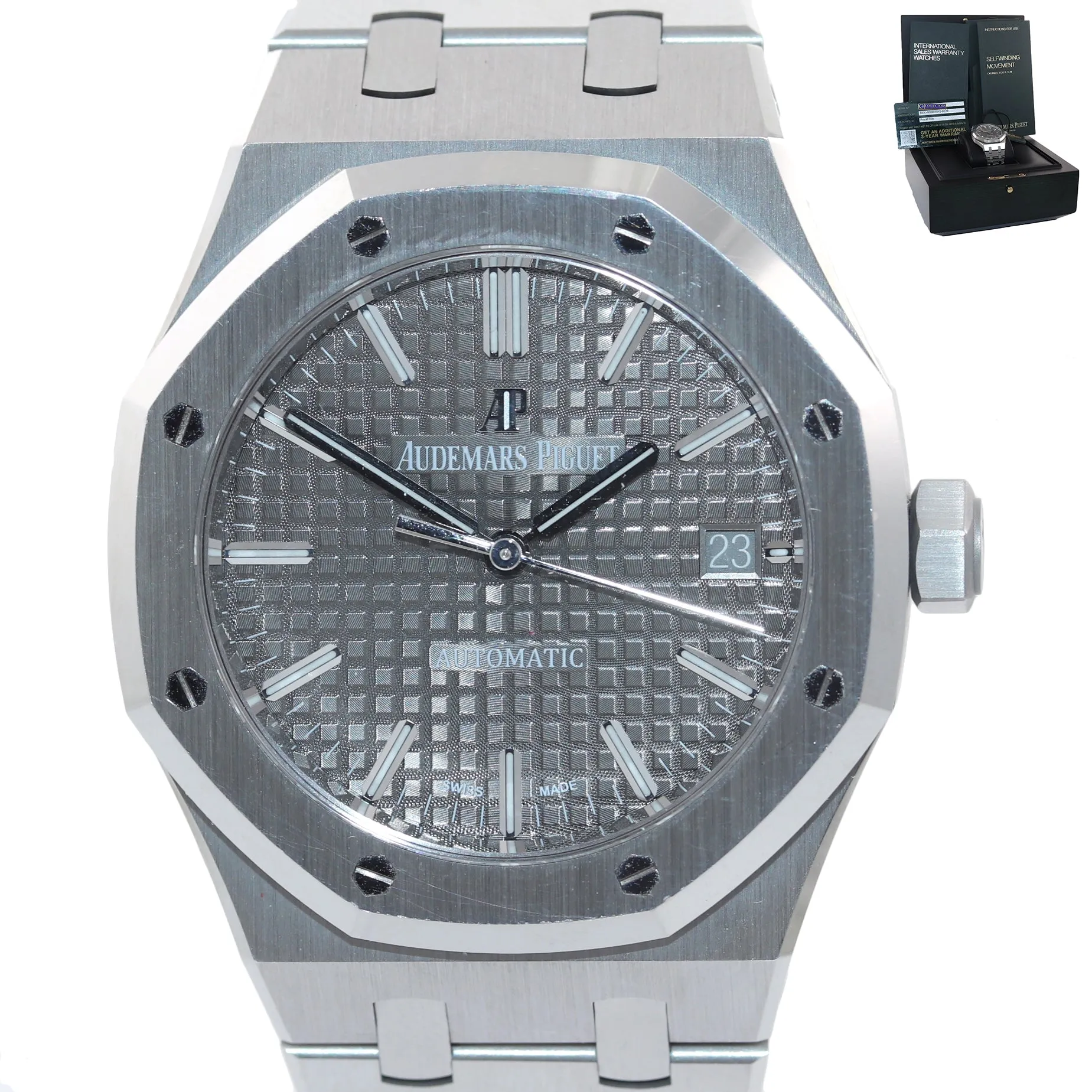 2019 PAPERS Audemars Piguet Royal Oak 15450ST.OO.1256ST.01 37mm Grey Watch