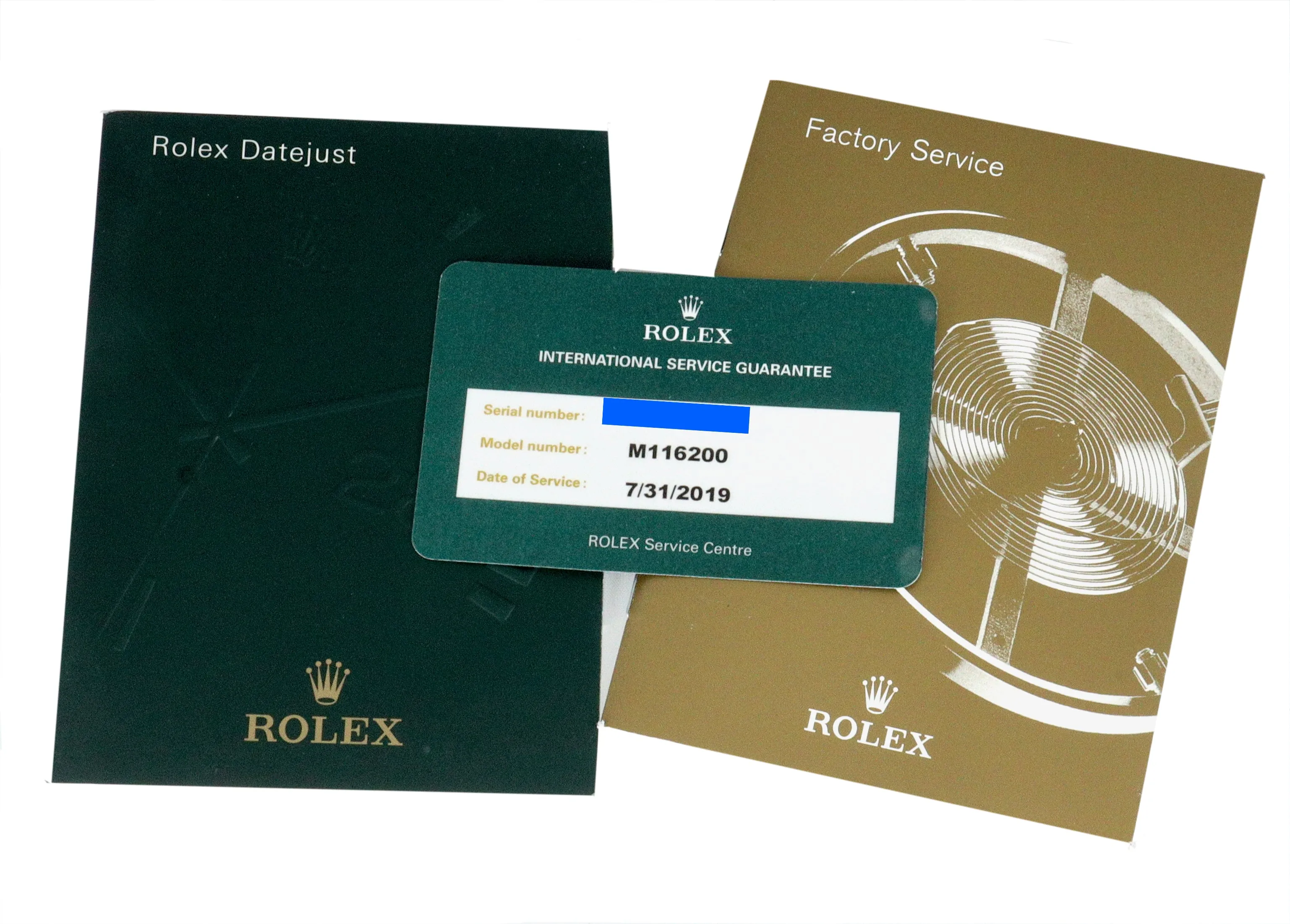 2019 ROLEX SERVICE DateJust 36 116200 Black Stainless 36mm Oyster Smooth Bezel