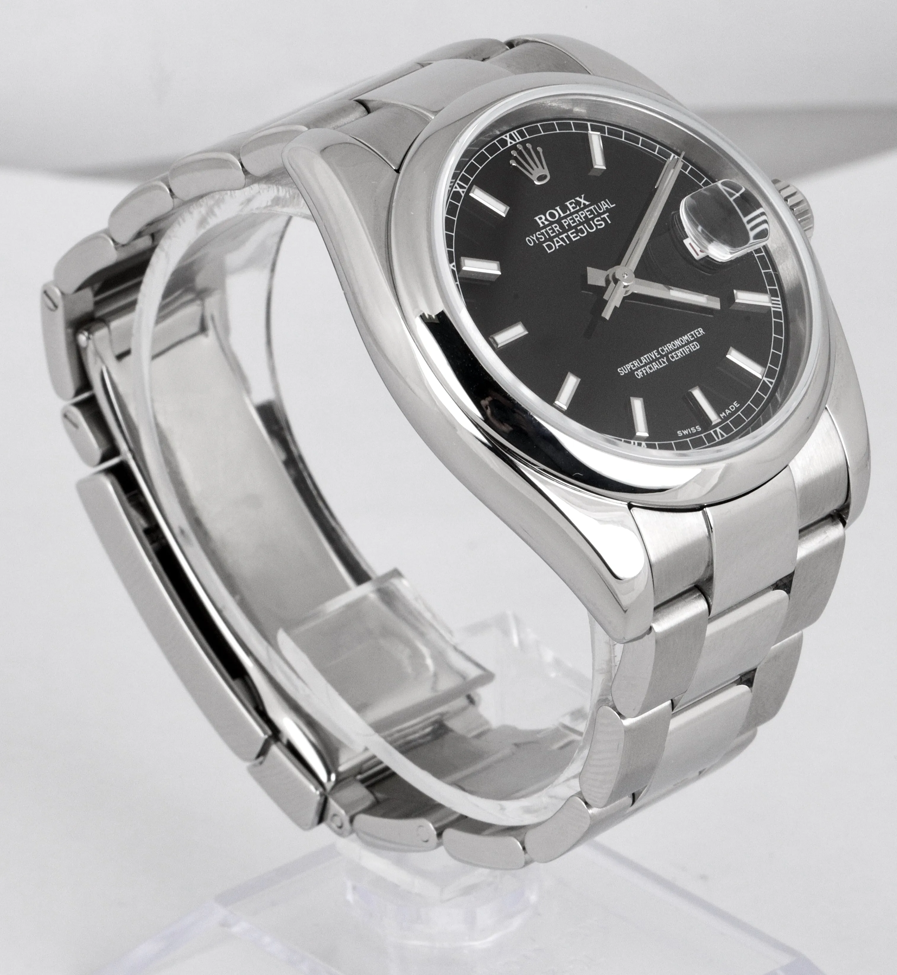 2019 ROLEX SERVICE DateJust 36 116200 Black Stainless 36mm Oyster Smooth Bezel