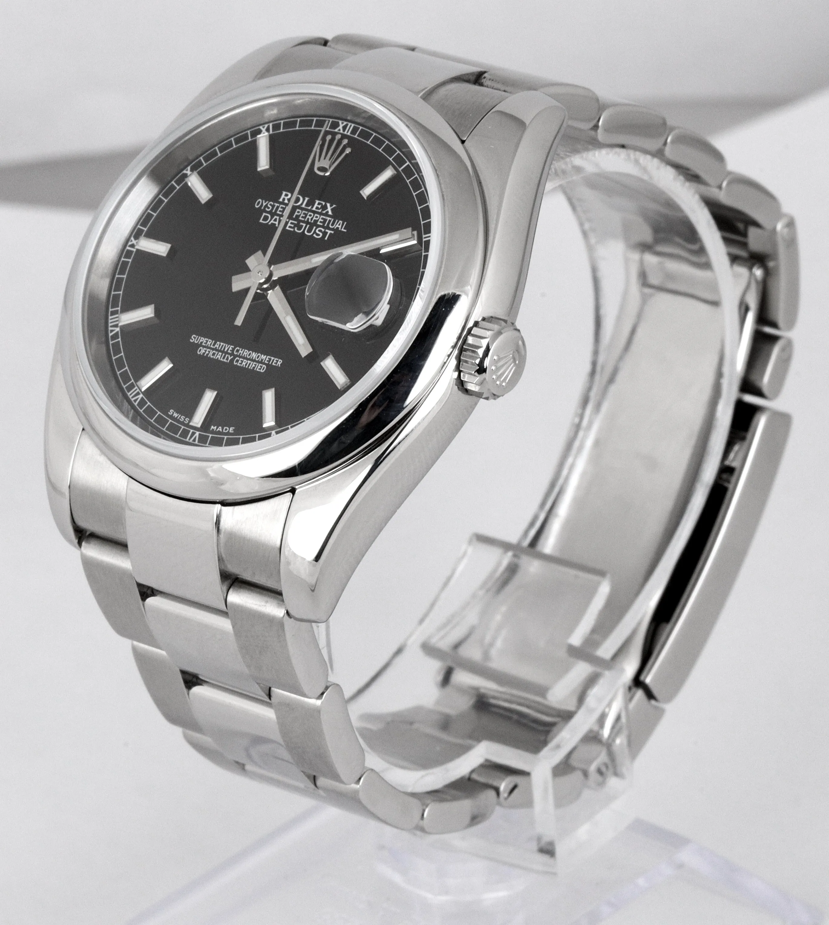 2019 ROLEX SERVICE DateJust 36 116200 Black Stainless 36mm Oyster Smooth Bezel