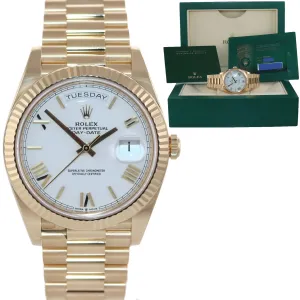 2020 NEW Rolex Day-Date 40 President 228228 White Roman Yellow Gold Watch Box