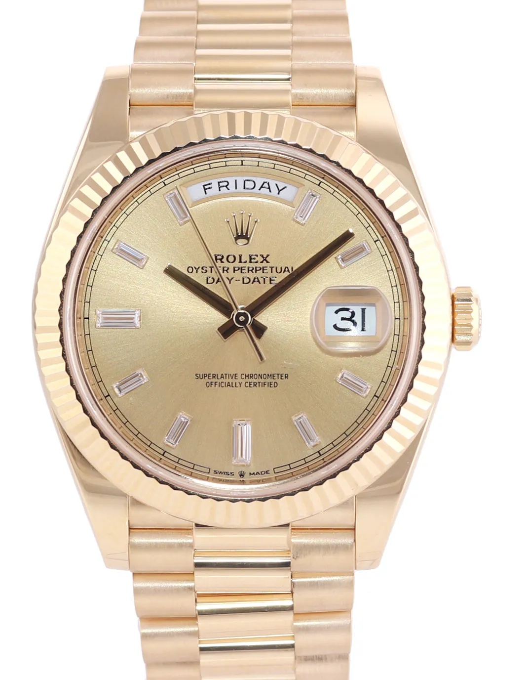 2021 PAPERS Rolex Day-Date 40 President 228238 Champ Diamond Yellow Gold Watch