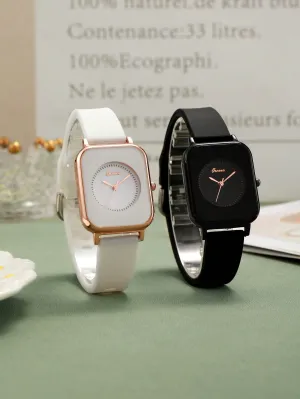 2pcs Square Quartz Watch - Multicolor