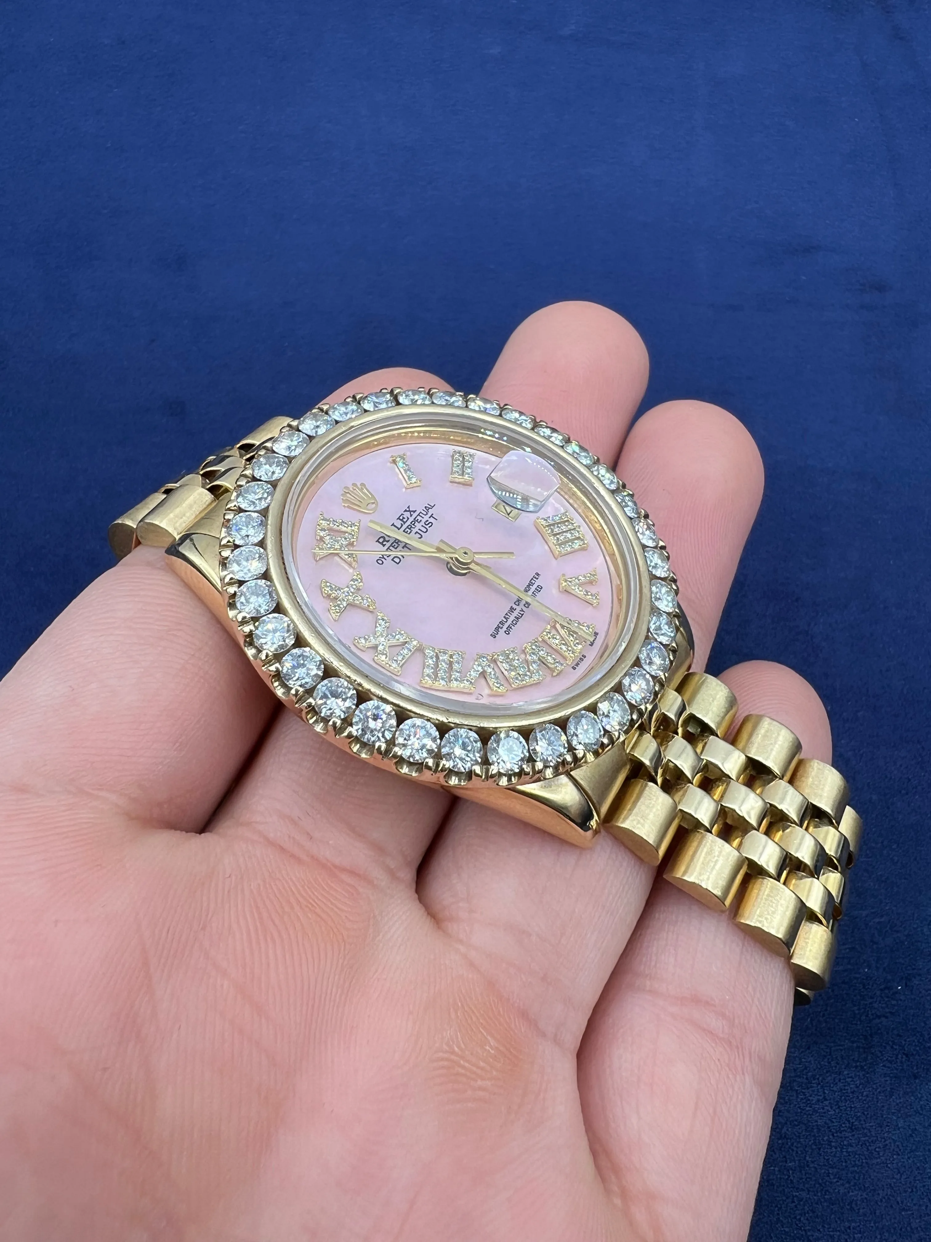 36mm Rolex Datejust Diamond Dial Pink Pearl Face