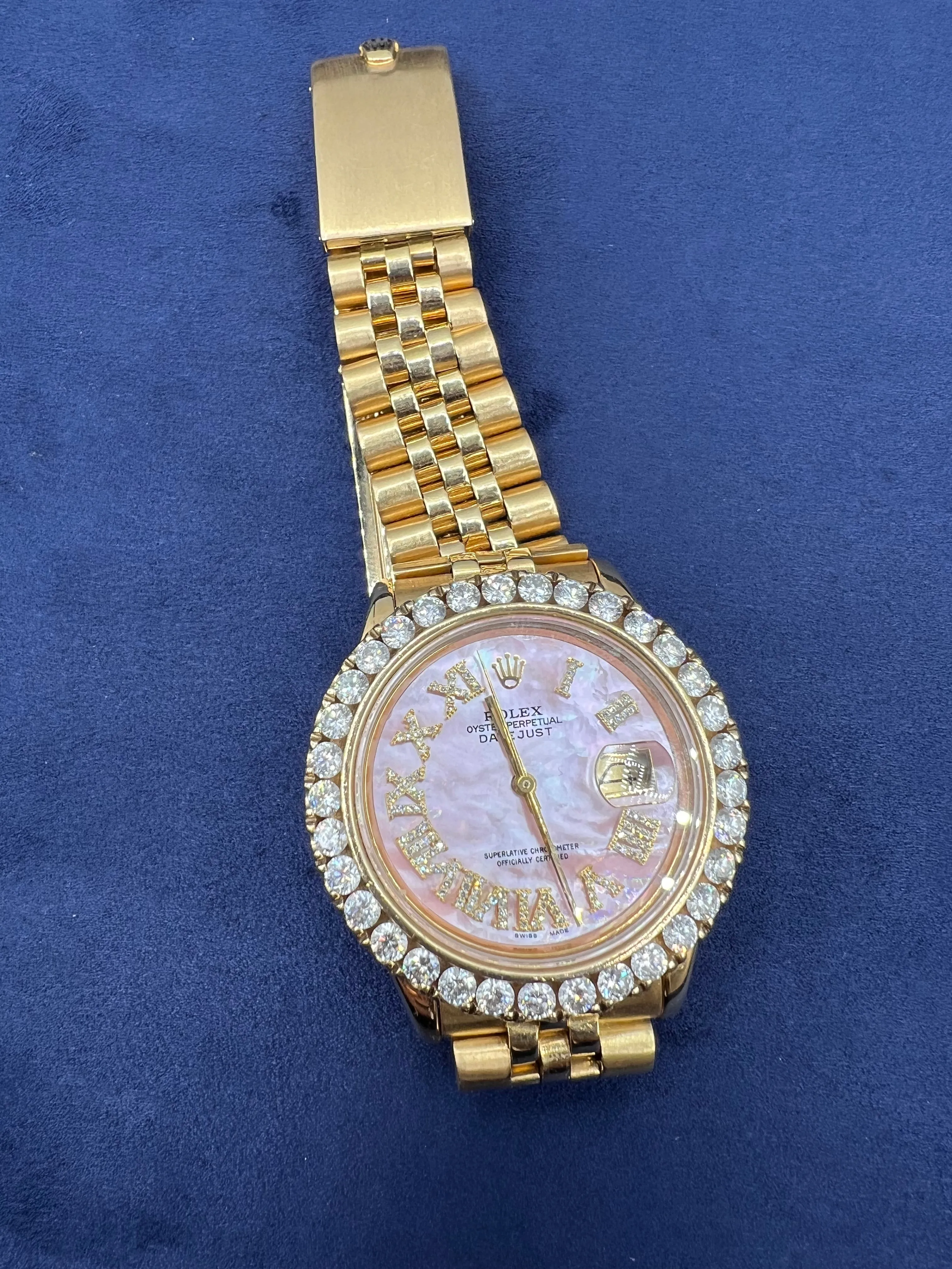36mm Rolex Datejust Diamond Dial Pink Pearl Face