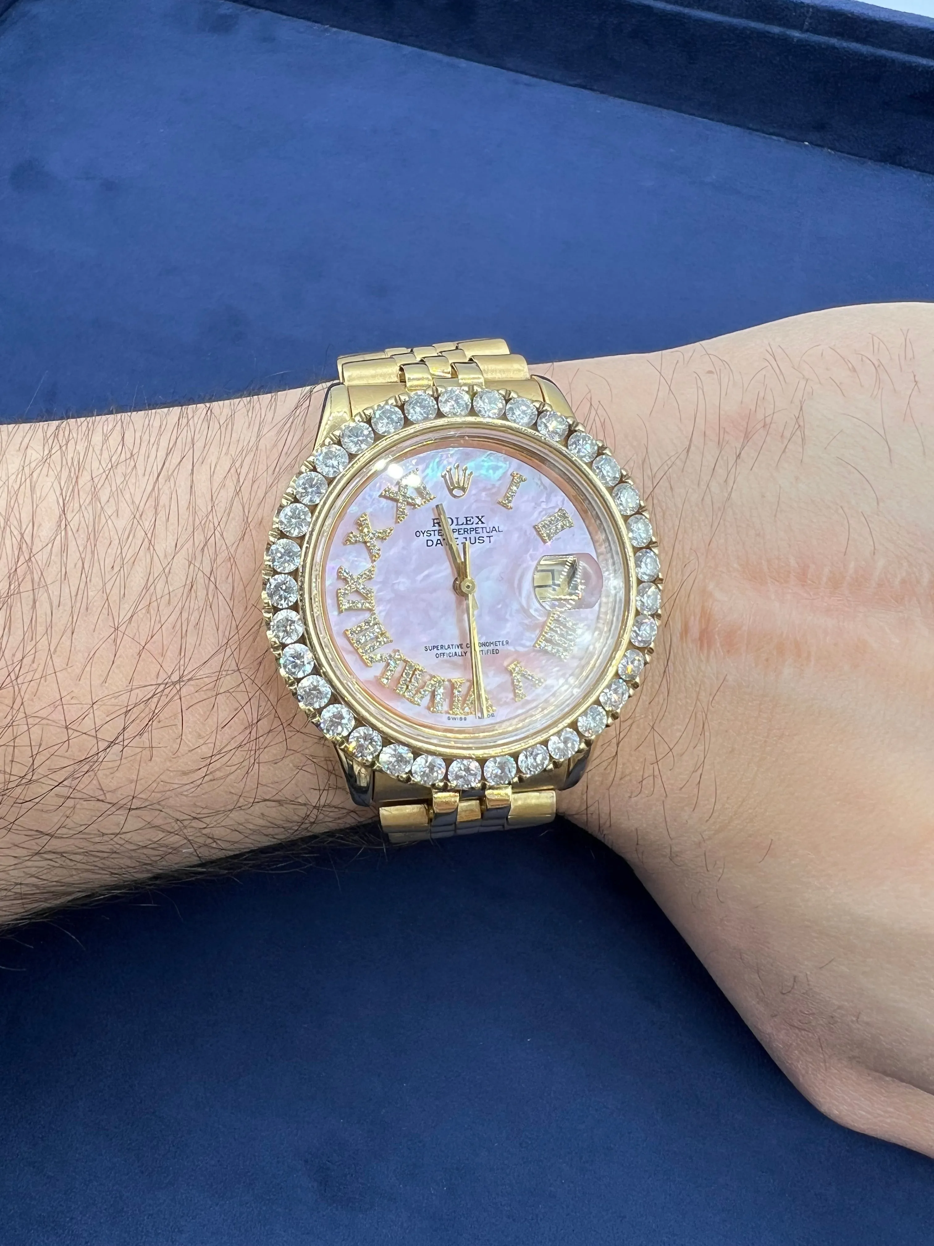 36mm Rolex Datejust Diamond Dial Pink Pearl Face