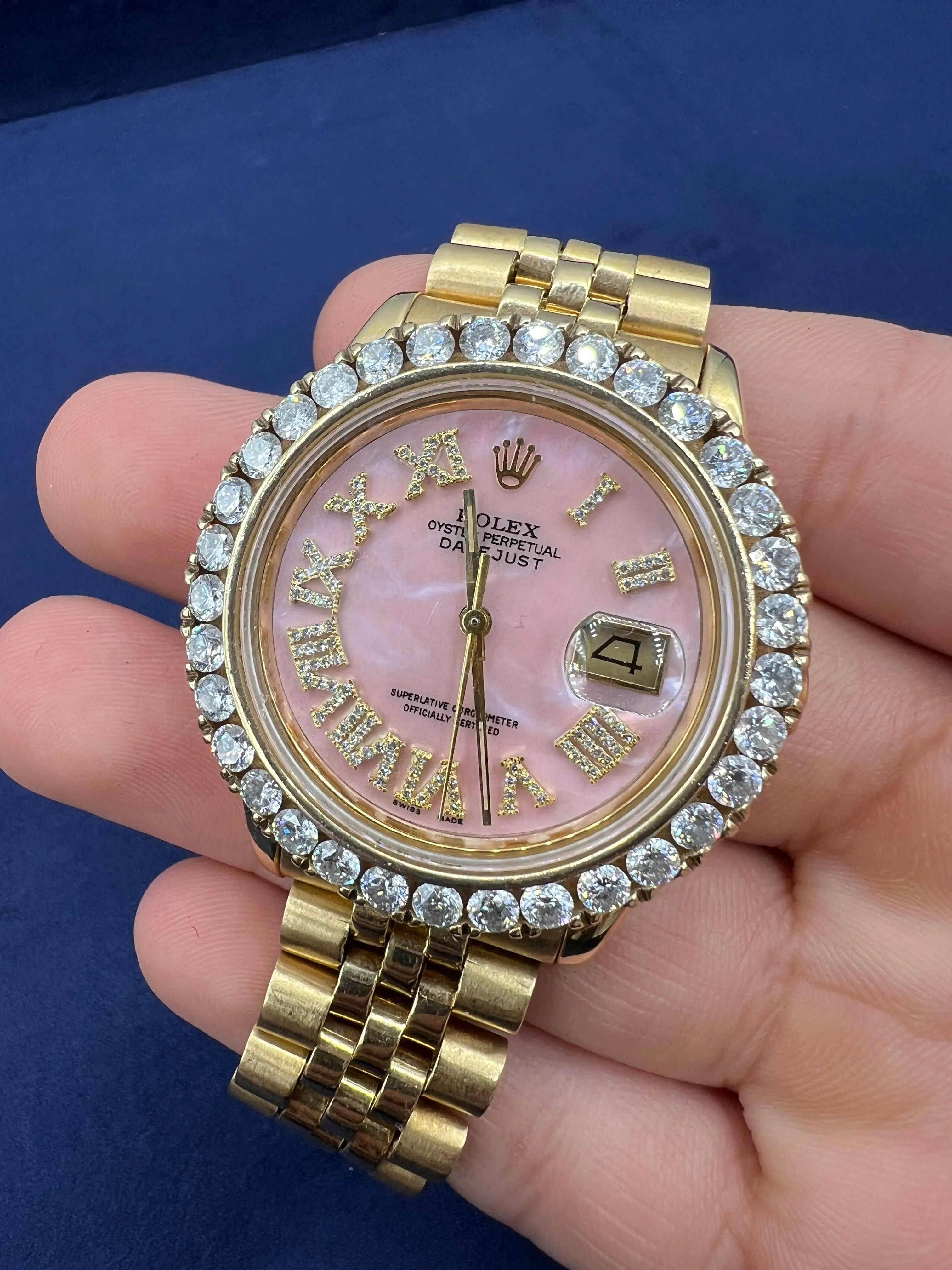 36mm Rolex Datejust Diamond Dial Pink Pearl Face