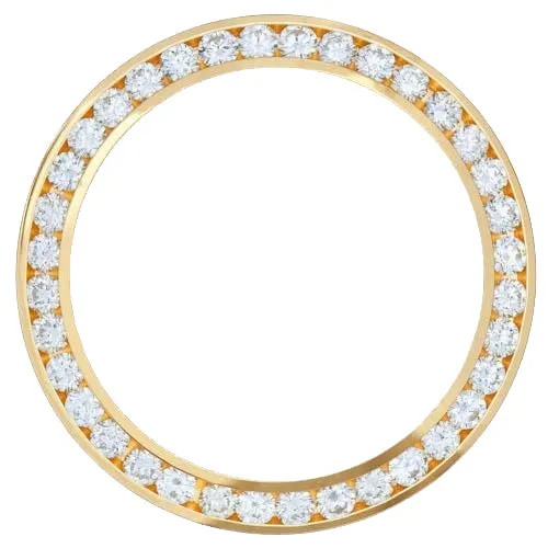 4.5 Carats Channel Set 34 mm Earth Mined Diamond Bezel To Fit Breitling Rolex Date Watch Yellow Gold 18K