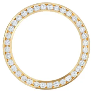 4.5 Carats Channel Set 34 mm Earth Mined Diamond Bezel To Fit Breitling Rolex Date Watch Yellow Gold 18K