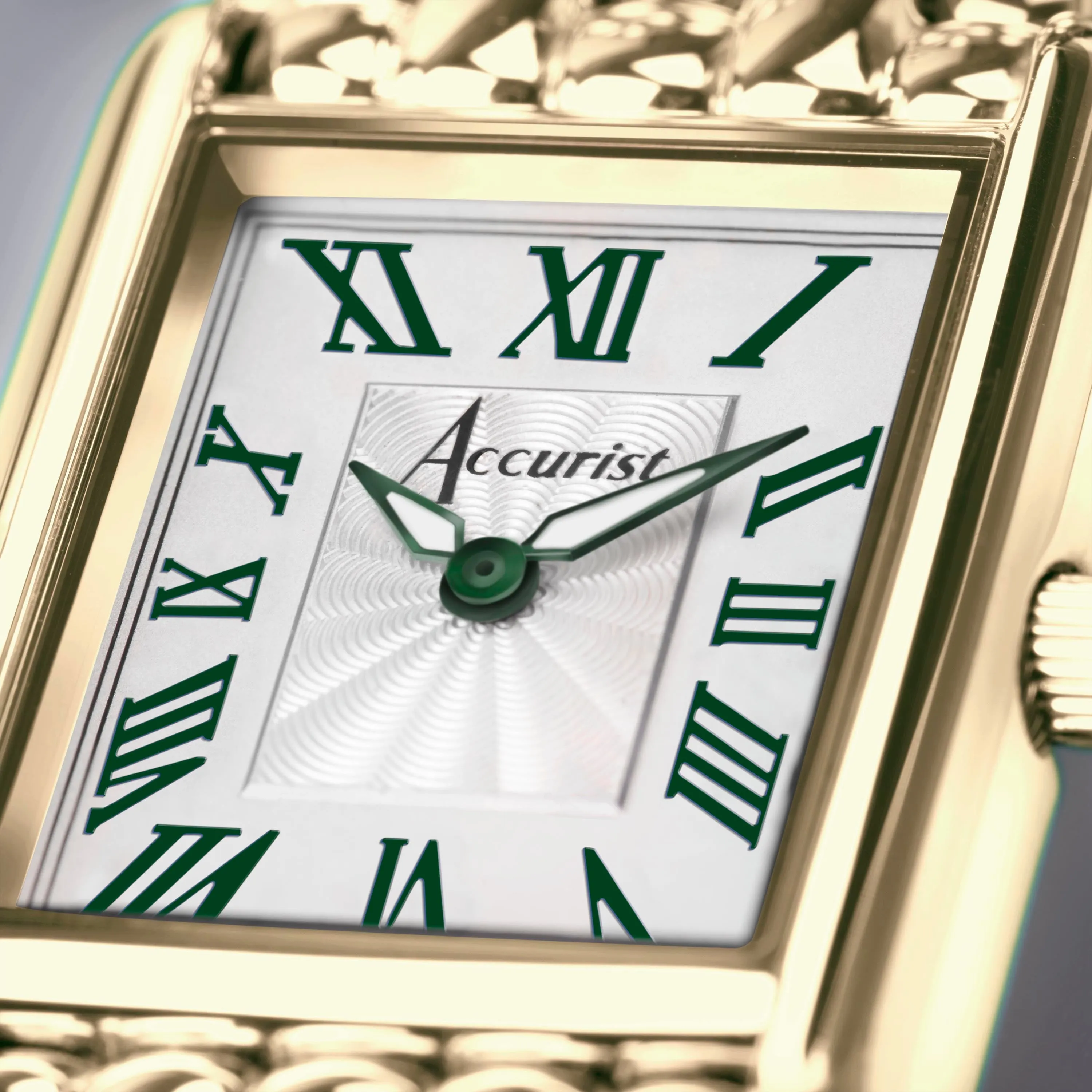 Accurist Rectangle Ladies Watch | Gold Case & Stainless Steel Bracelet with White Dial | 26mm