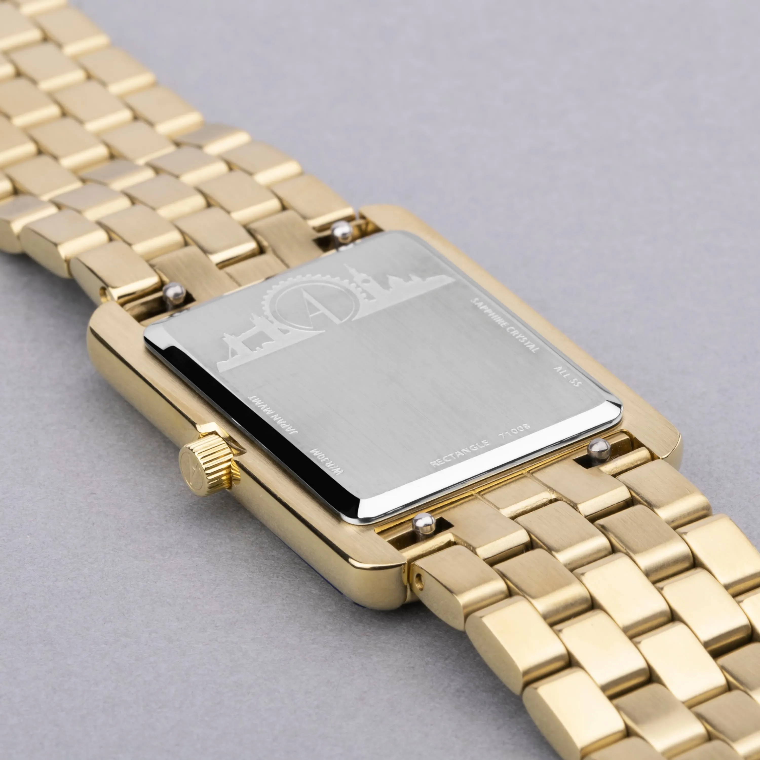 Accurist Rectangle Ladies Watch | Gold Case & Stainless Steel Bracelet with White Dial | 26mm