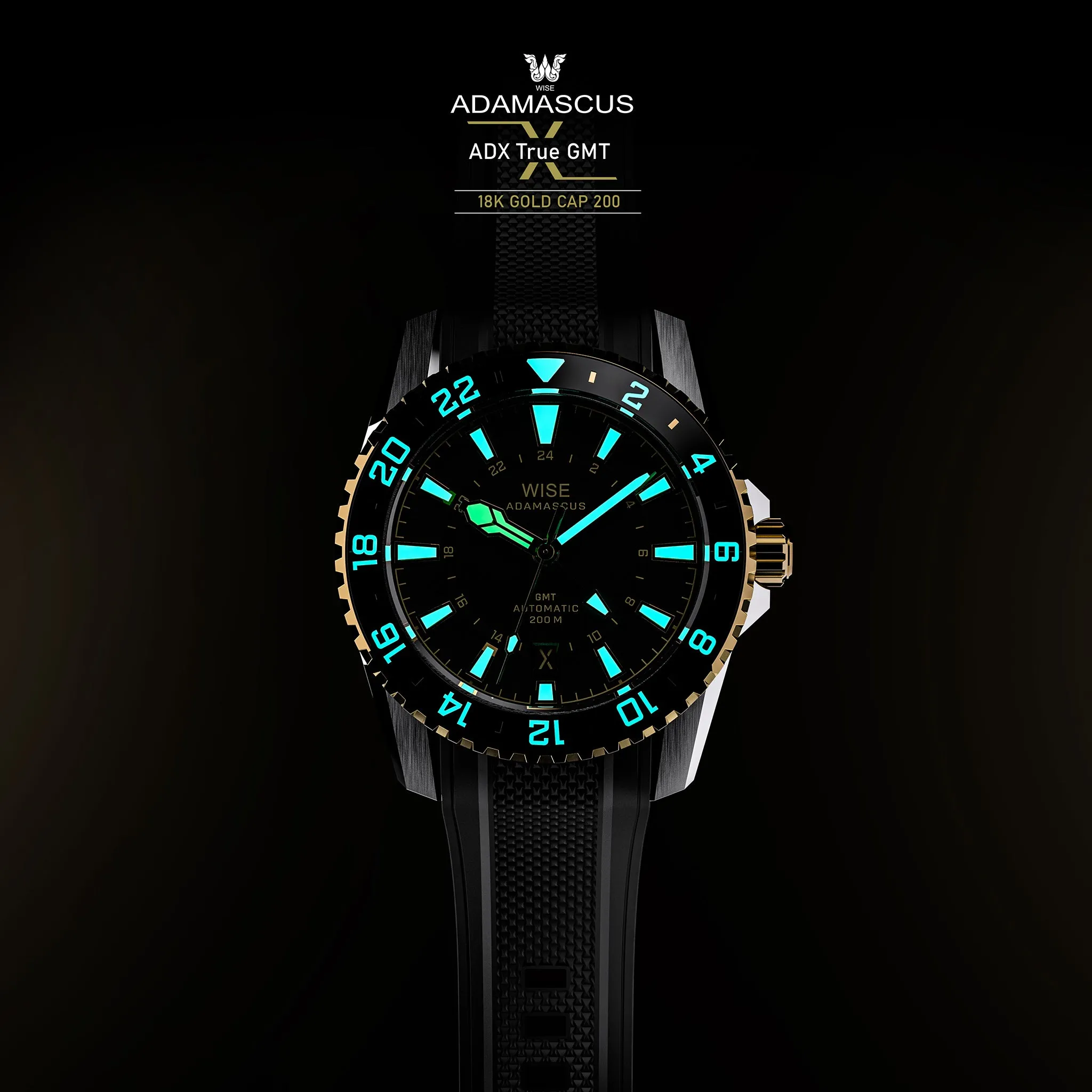ADAMASCUS ADX101YG True GMT 18K Gold Cap 200
