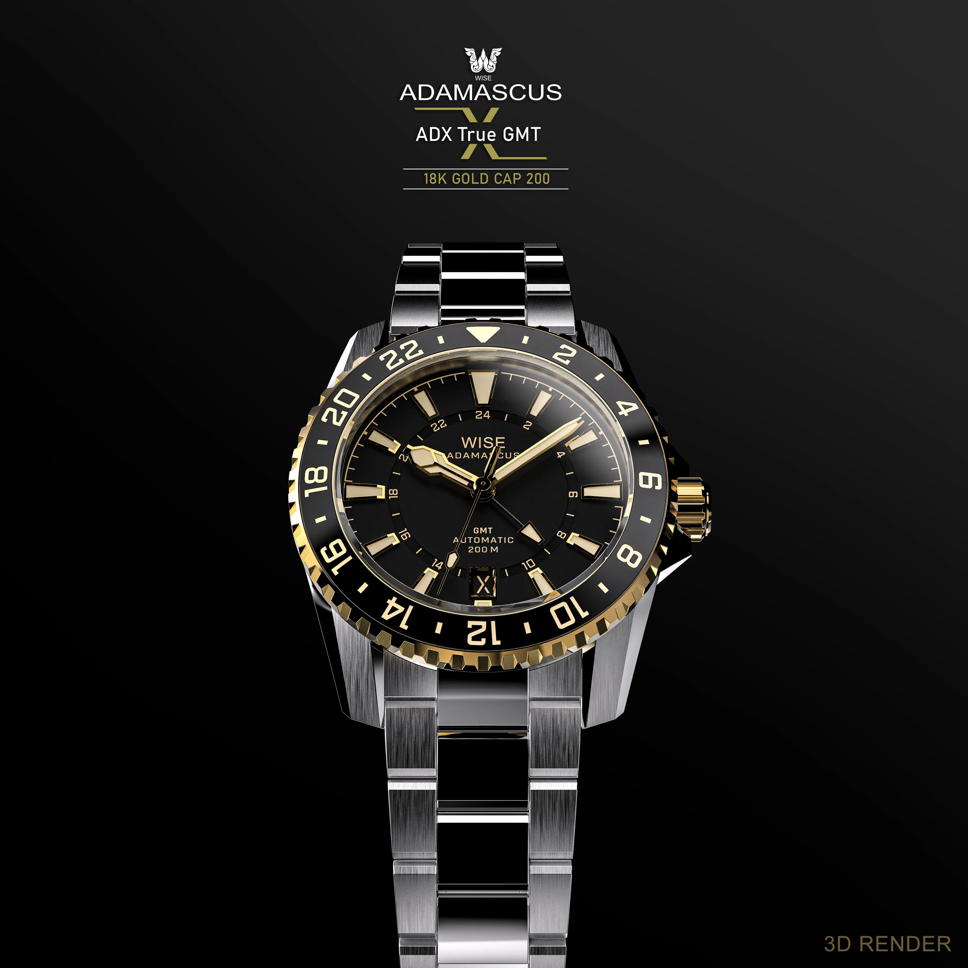 ADAMASCUS ADX101YG True GMT 18K Gold Cap 200