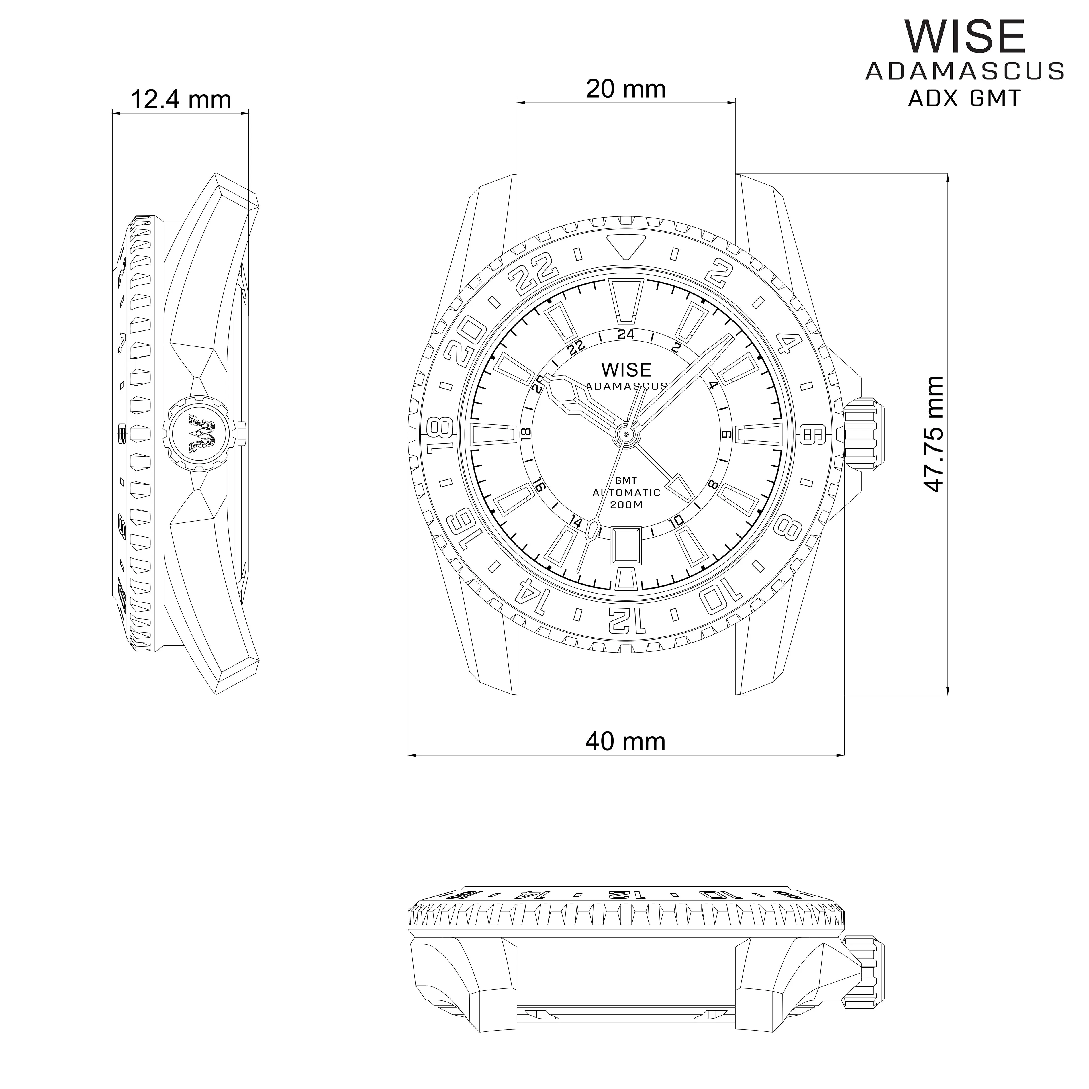ADAMASCUS ADX101YG True GMT 18K Gold Cap 200
