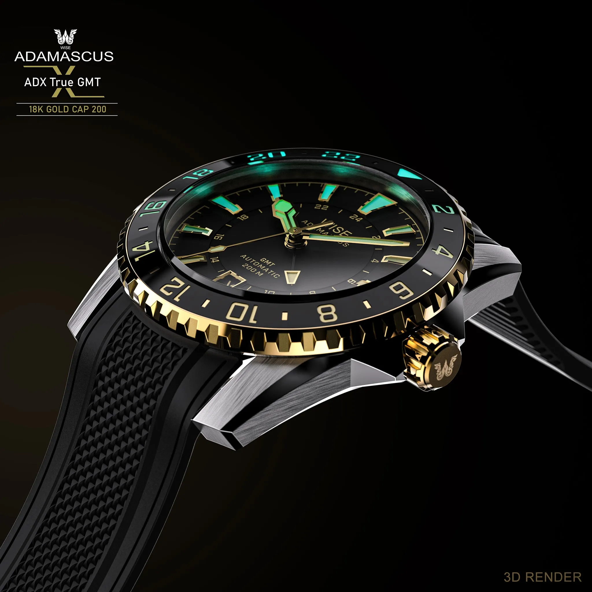 ADAMASCUS ADX101YG True GMT 18K Gold Cap 200
