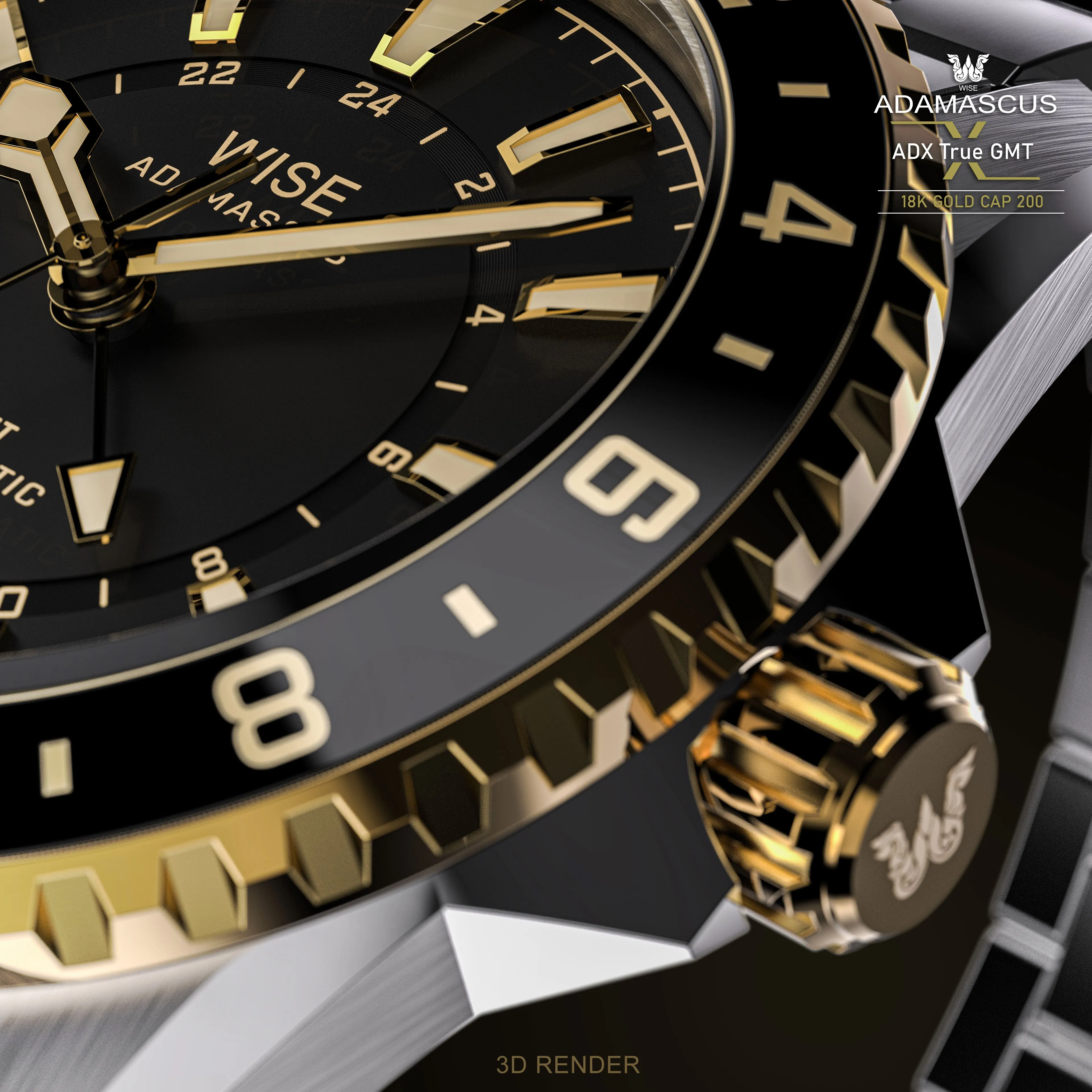 ADAMASCUS ADX101YG True GMT 18K Gold Cap 200