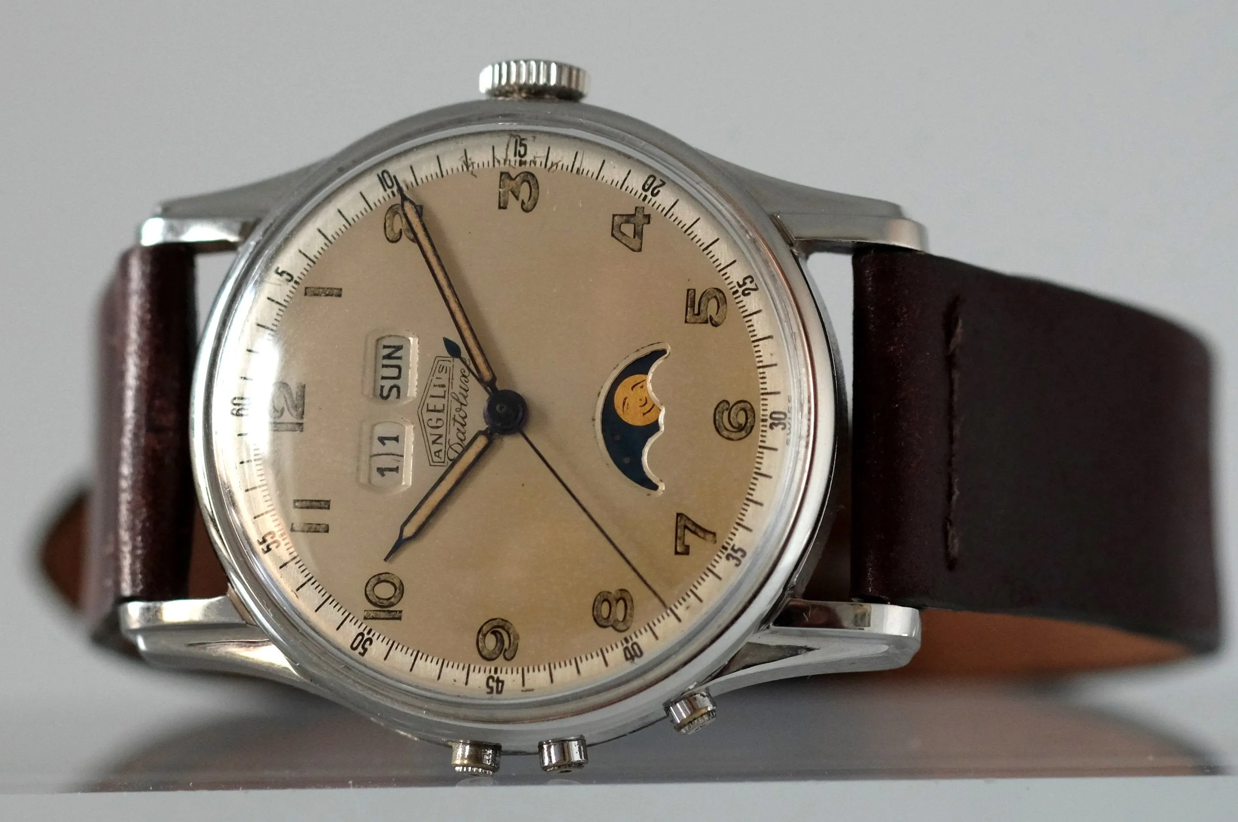 Angelus Datoluxe Triple Date Moonphase in Stainless Steel