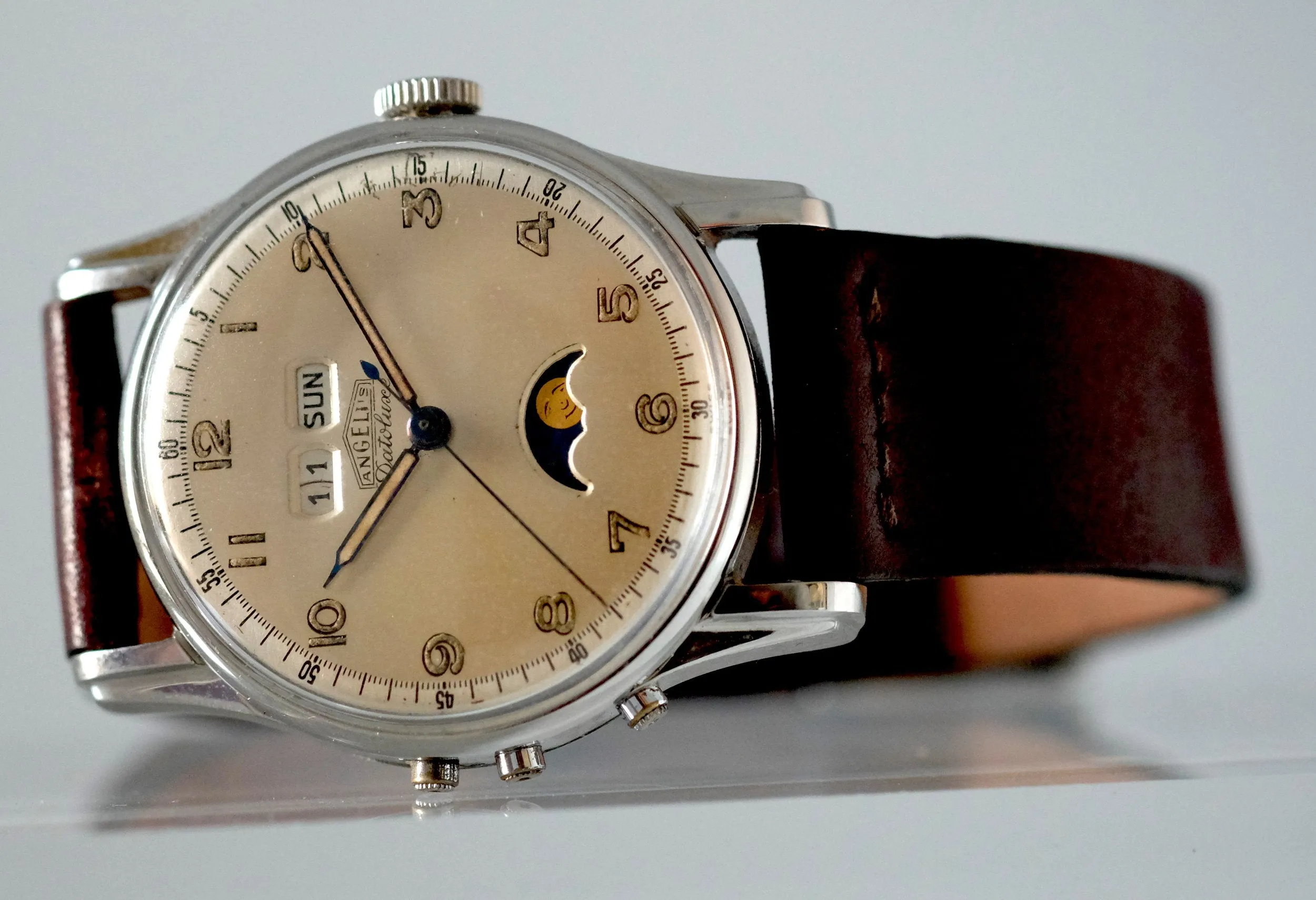 Angelus Datoluxe Triple Date Moonphase in Stainless Steel