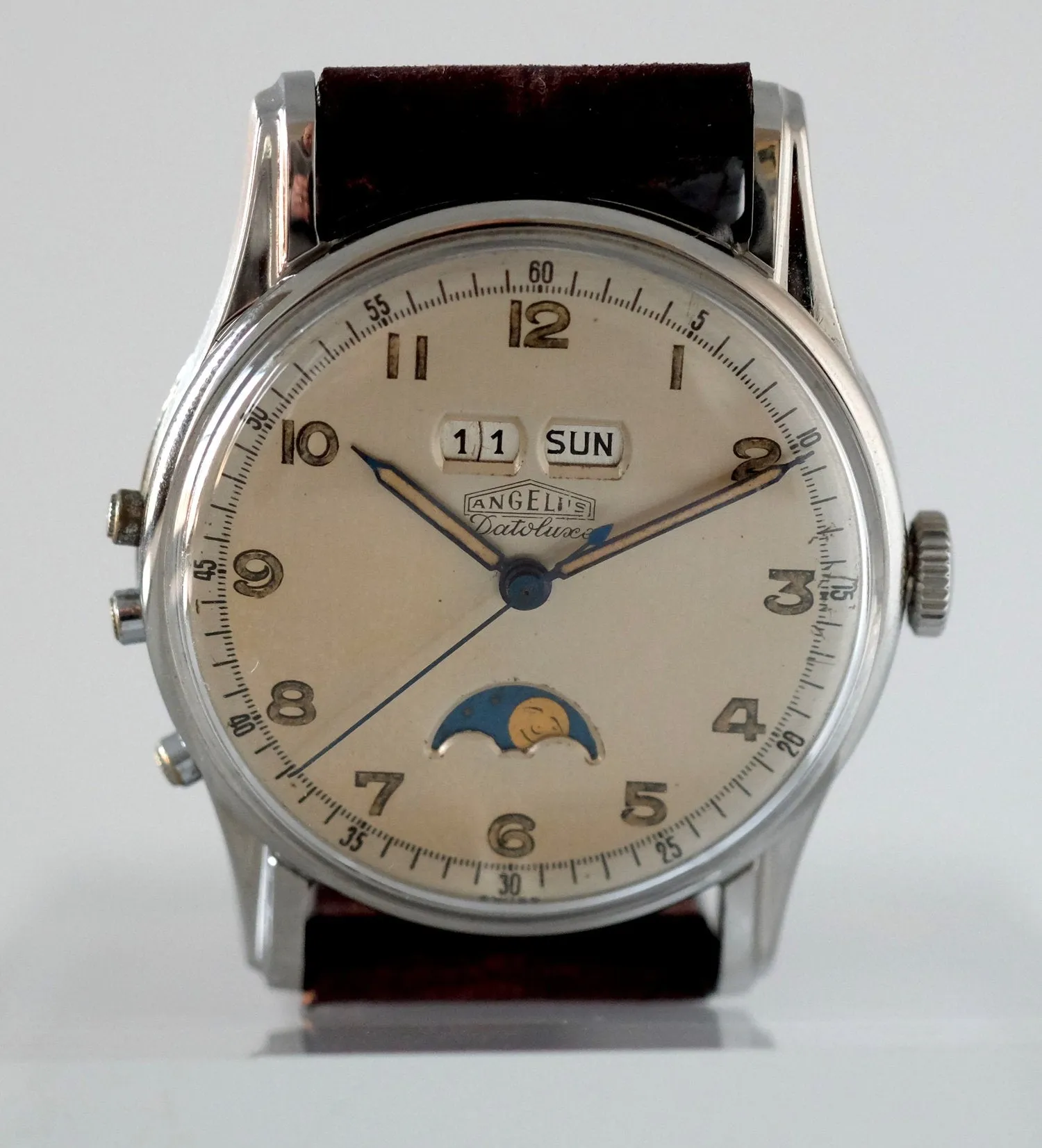 Angelus Datoluxe Triple Date Moonphase in Stainless Steel