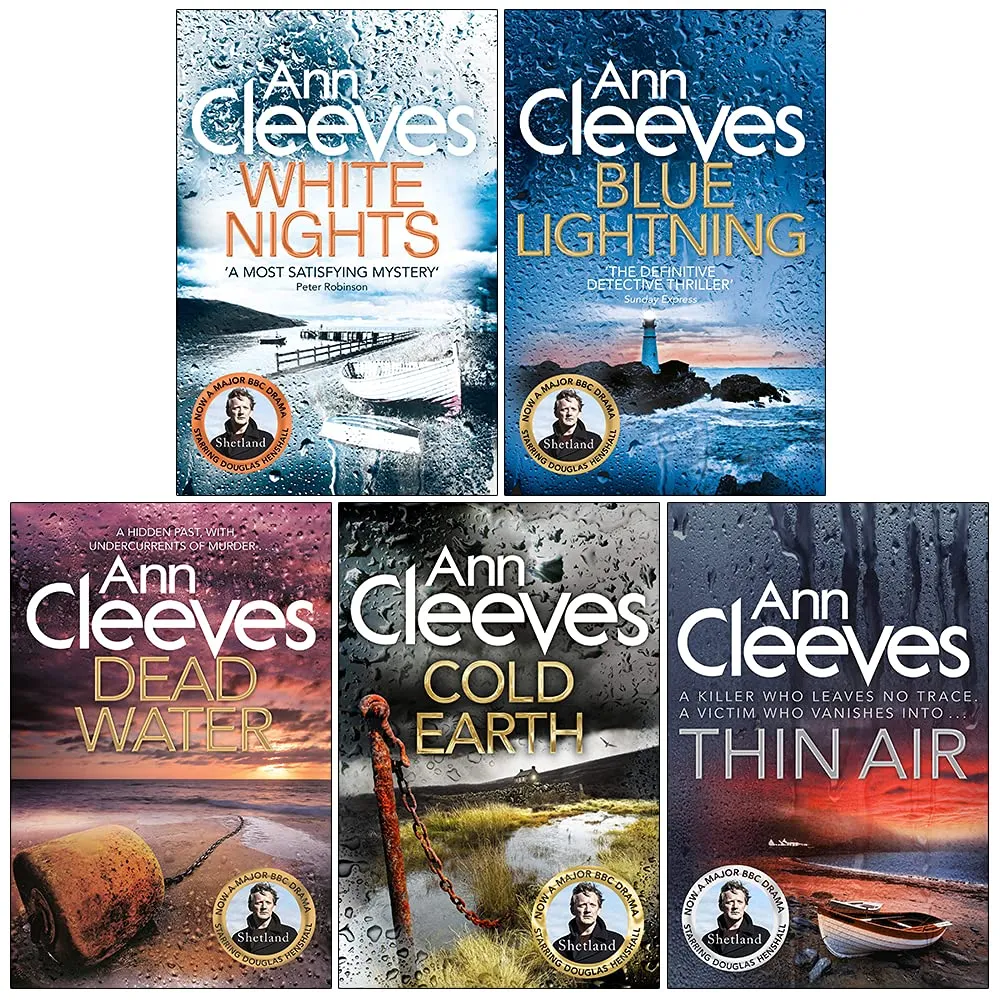 Ann Cleeves Shetland Series 5 Books Collection Set (White Nights, Blue Lightning, Dead Water, Thin Air, Cold Earth)