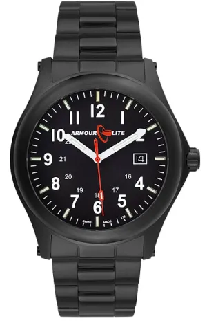 ArmourLite Field Tritium Watch, Black PVD Steel Case and Bracelet, AL104