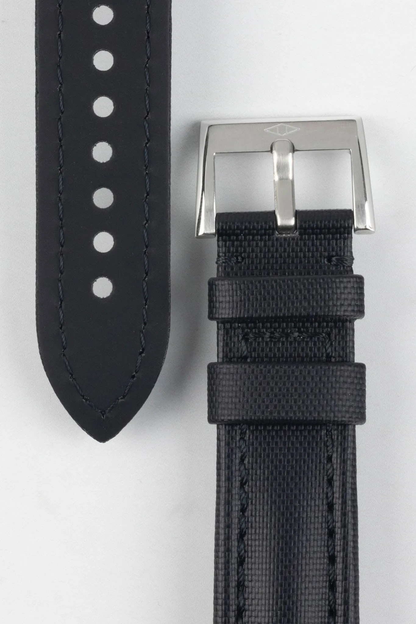 Artem Straps Classic Black Sailcloth Watch Strap with Black Stitching