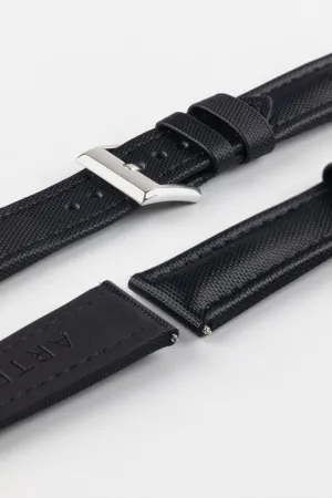 Artem Straps Classic Black Sailcloth Watch Strap with Black Stitching
