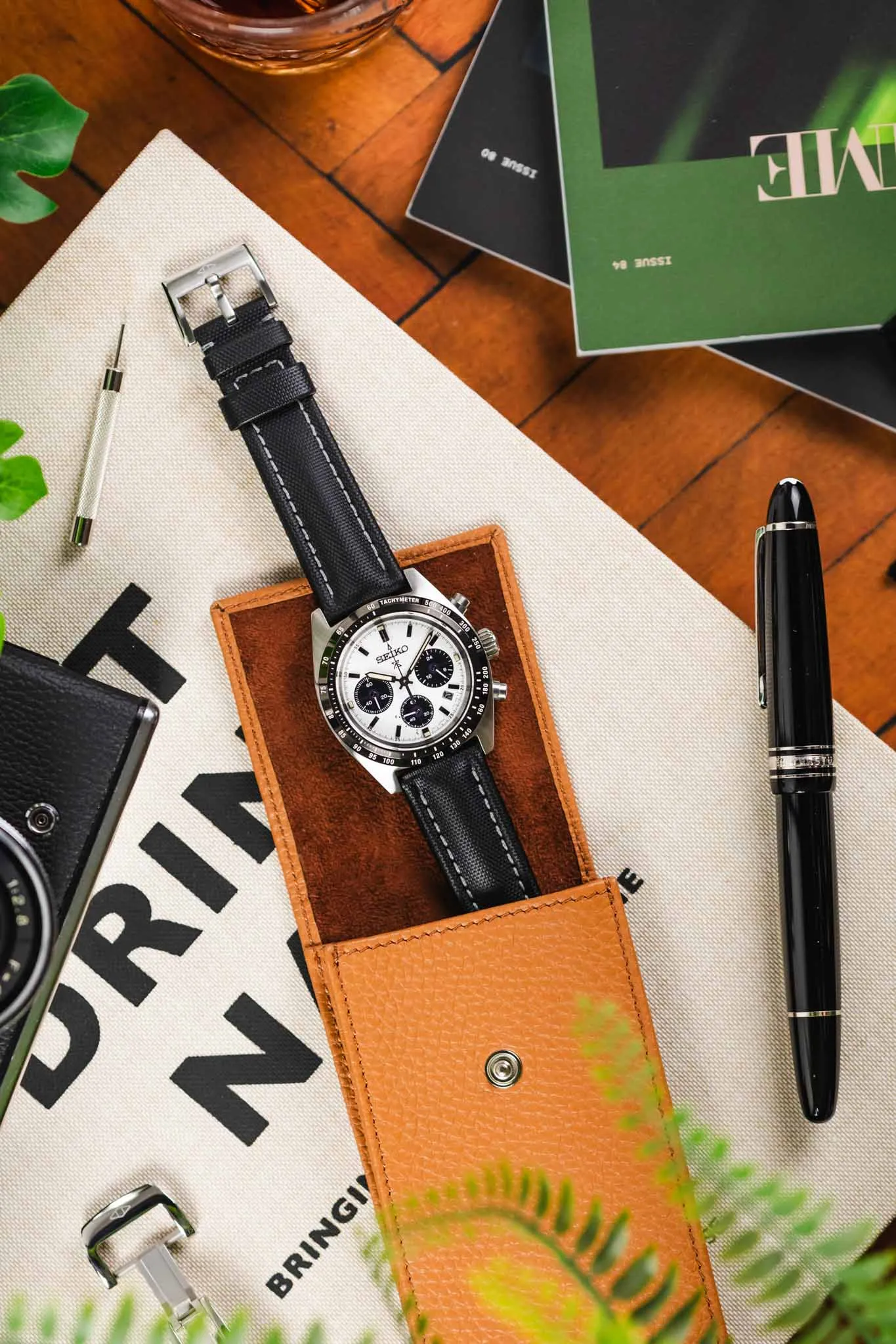 Artem Straps Classic Black Sailcloth Watch Strap with Grey Stitching
