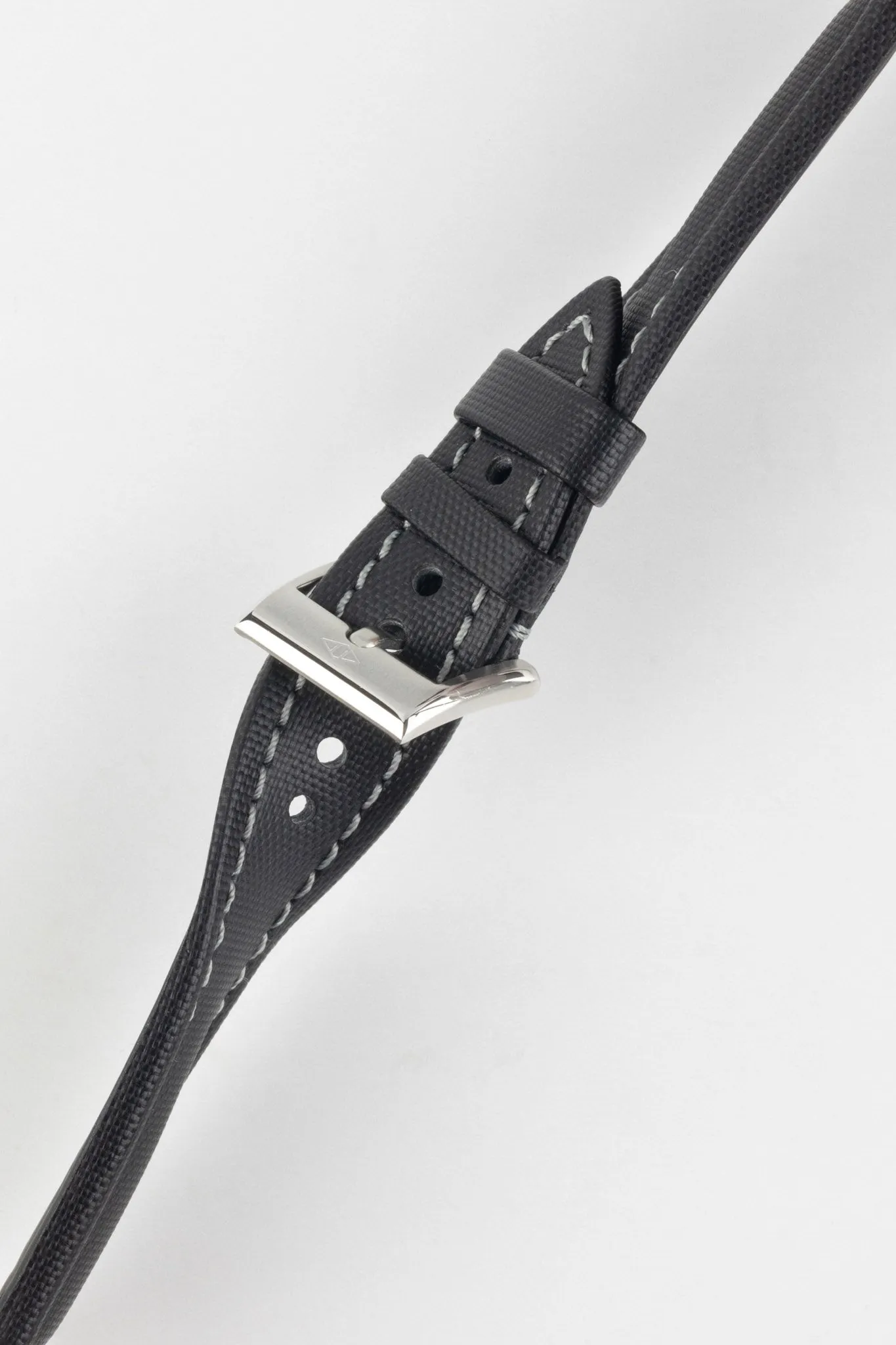 Artem Straps Classic Black Sailcloth Watch Strap with Grey Stitching