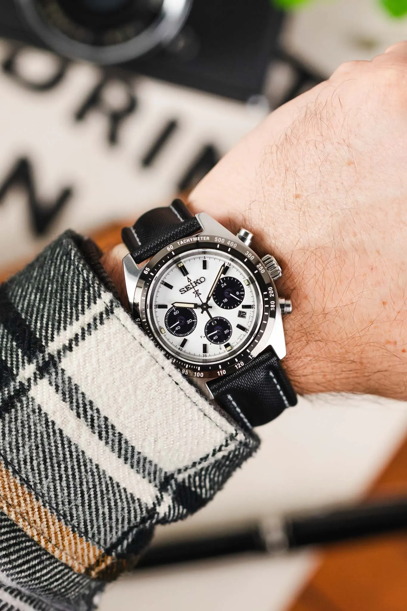 Artem Straps Classic Black Sailcloth Watch Strap with Grey Stitching