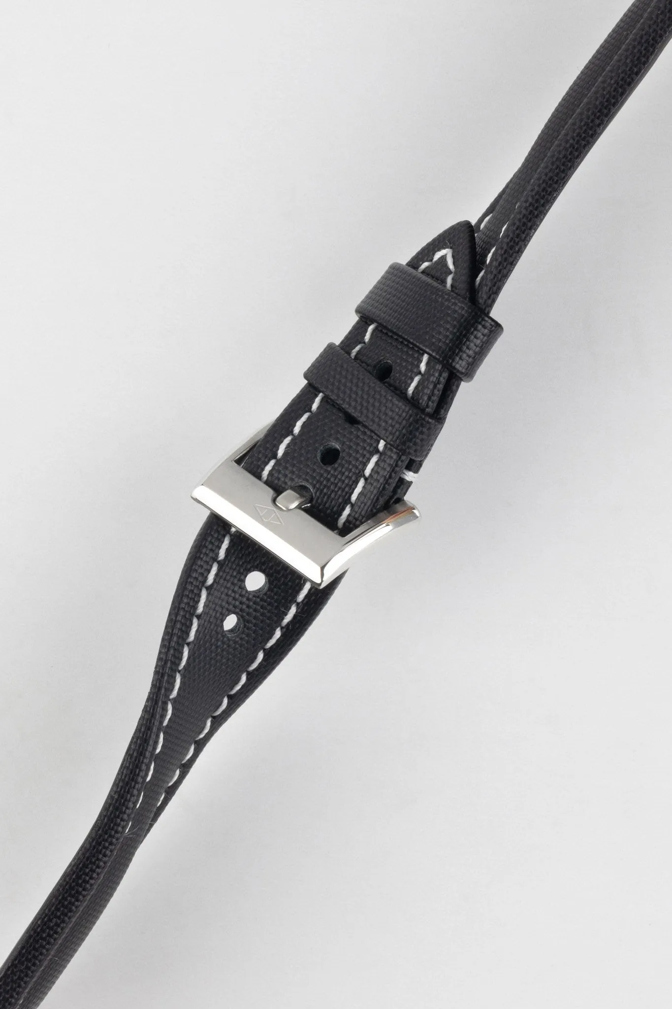 Artem Straps Classic Black Sailcloth Watch Strap with White Stitching