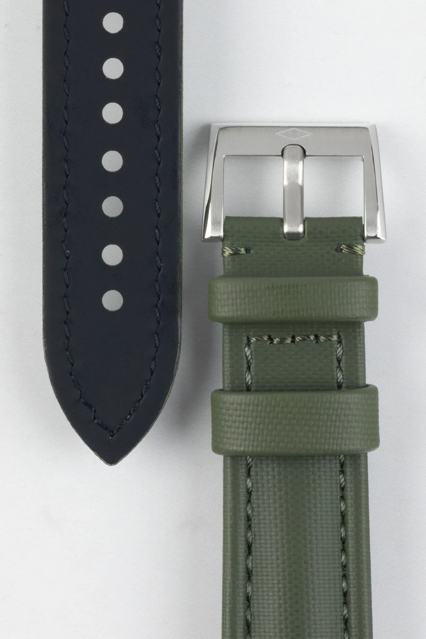 Artem Straps Classic Green Sailcloth Watch Strap with Green Stitching