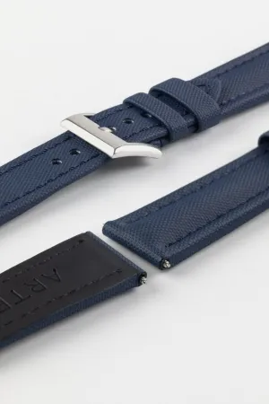 Artem Straps Classic Navy Blue Sailcloth Watch Strap with Navy Blue Stitching