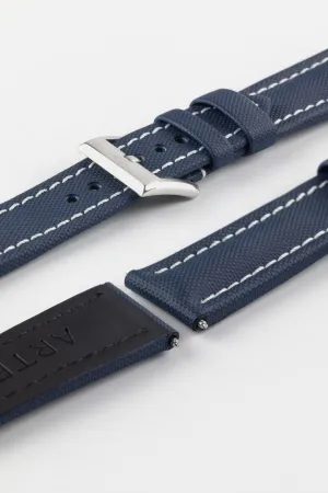Artem Straps Classic Navy Blue Sailcloth Watch Strap with White Stitching