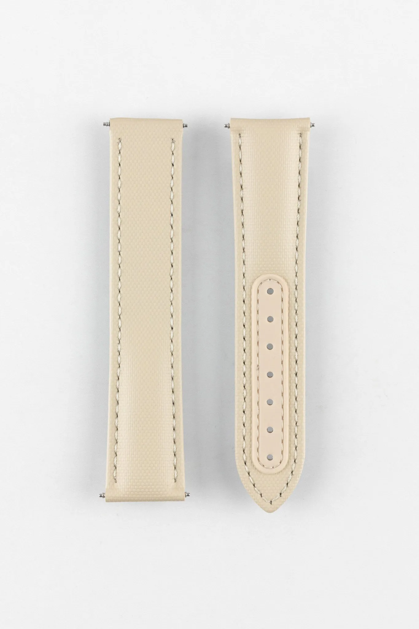 Artem Straps Loop-less™ Beige Sailcloth Watch Strap with White Stitching