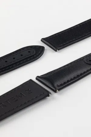 Artem Straps Loop-less™ Black Sailcloth Watch Strap with Black Stitching
