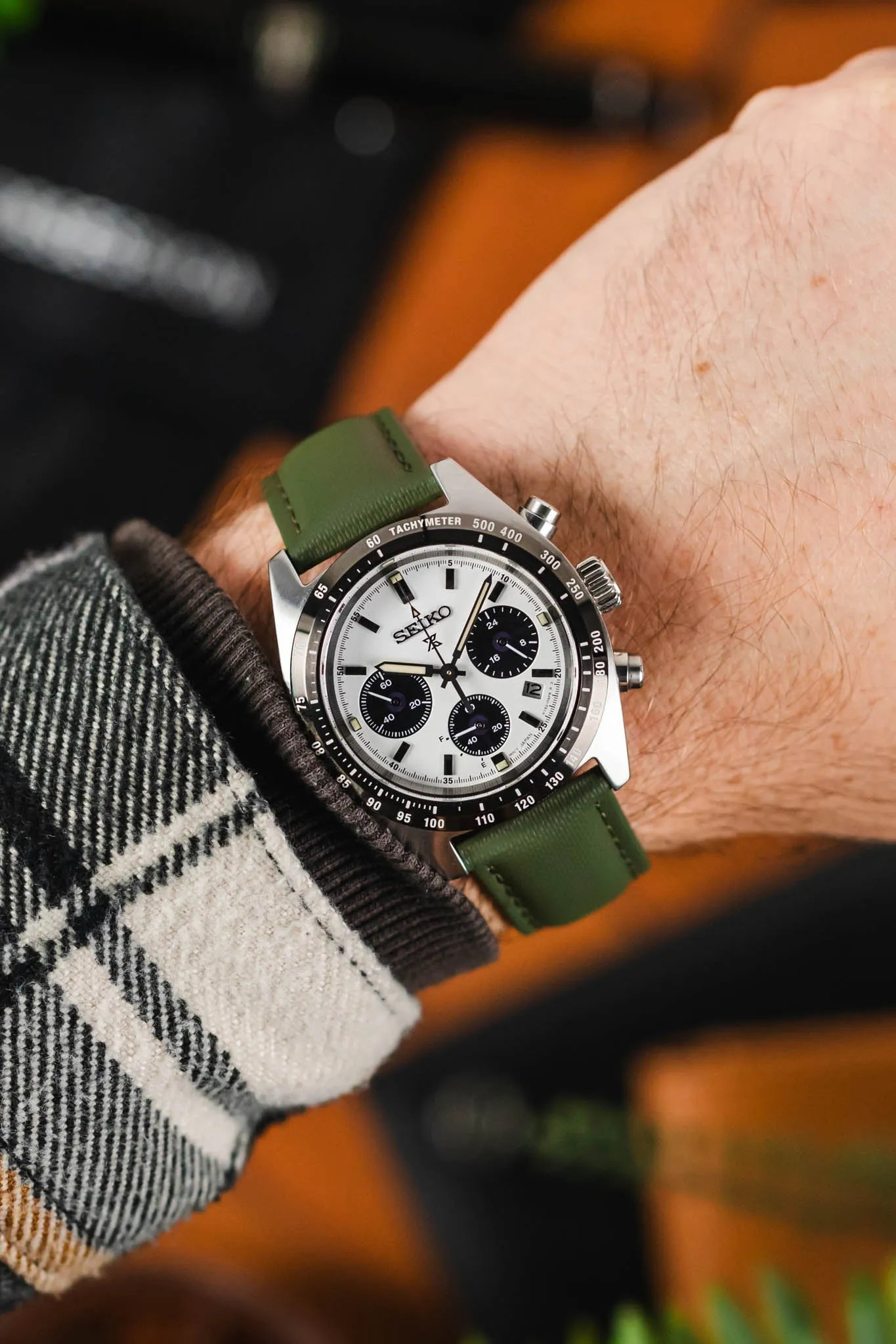 Artem Straps Loop-less™ Green Sailcloth Watch Strap with Green Stitching