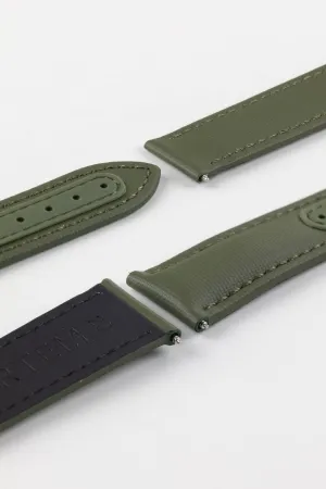 Artem Straps Loop-less™ Green Sailcloth Watch Strap with Green Stitching