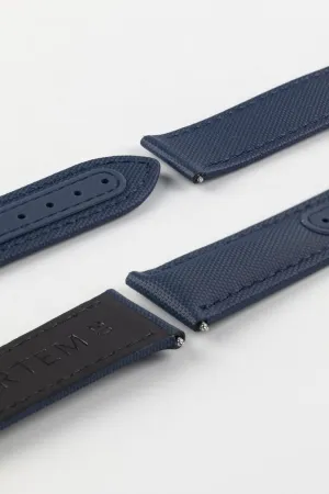 Artem Straps Loop-less™ Navy Blue Sailcloth Watch Strap with Blue Stitching