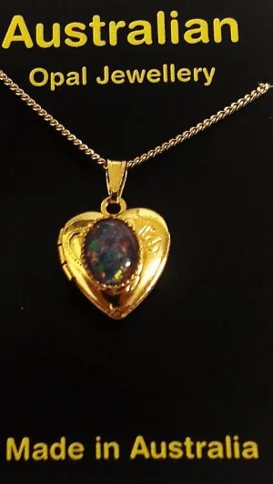 Australian Opal Jewellery Necklace Heart Locket click here to add to cart