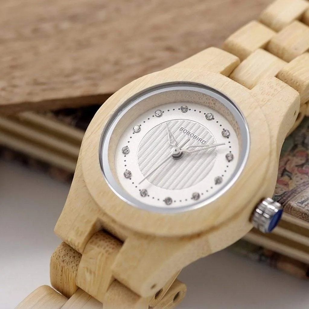 BOBO BIRD Brand 35mm Women bamboo Wristwatches