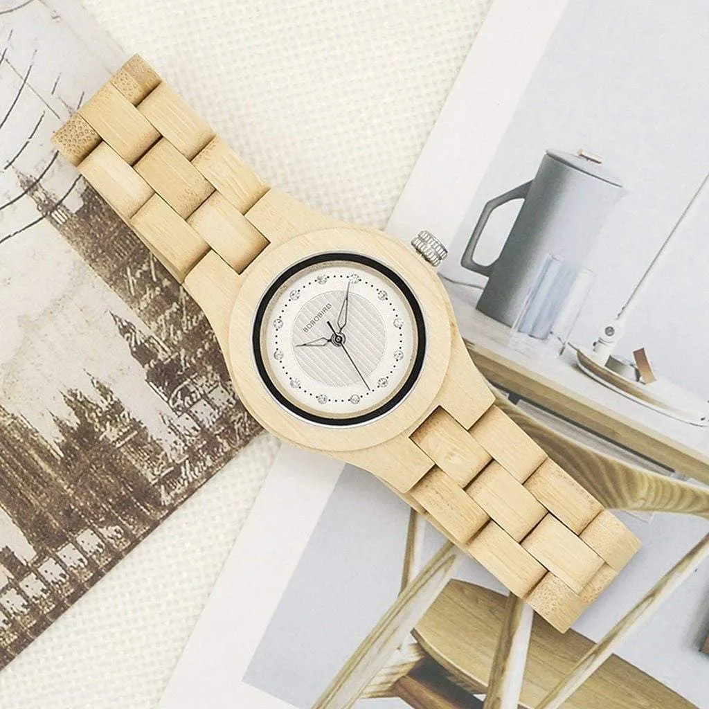 BOBO BIRD Brand 35mm Women bamboo Wristwatches