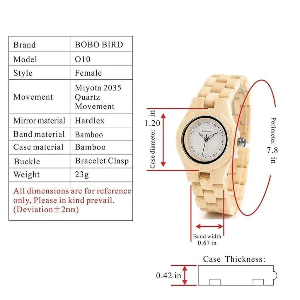 BOBO BIRD Brand 35mm Women bamboo Wristwatches