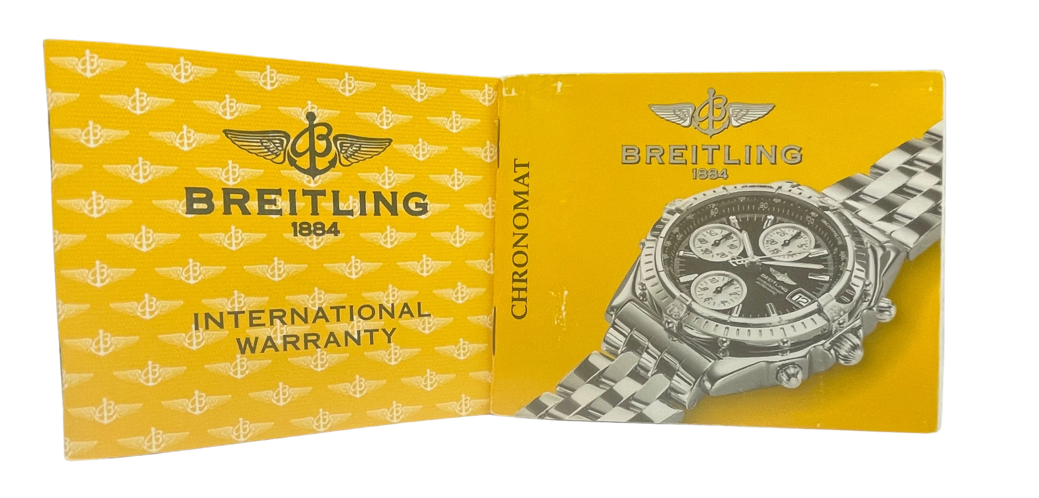 Breitling Chronomat 18k Yellow Gold Blue Dial Blue Leather Strap 81950 Watch B&P