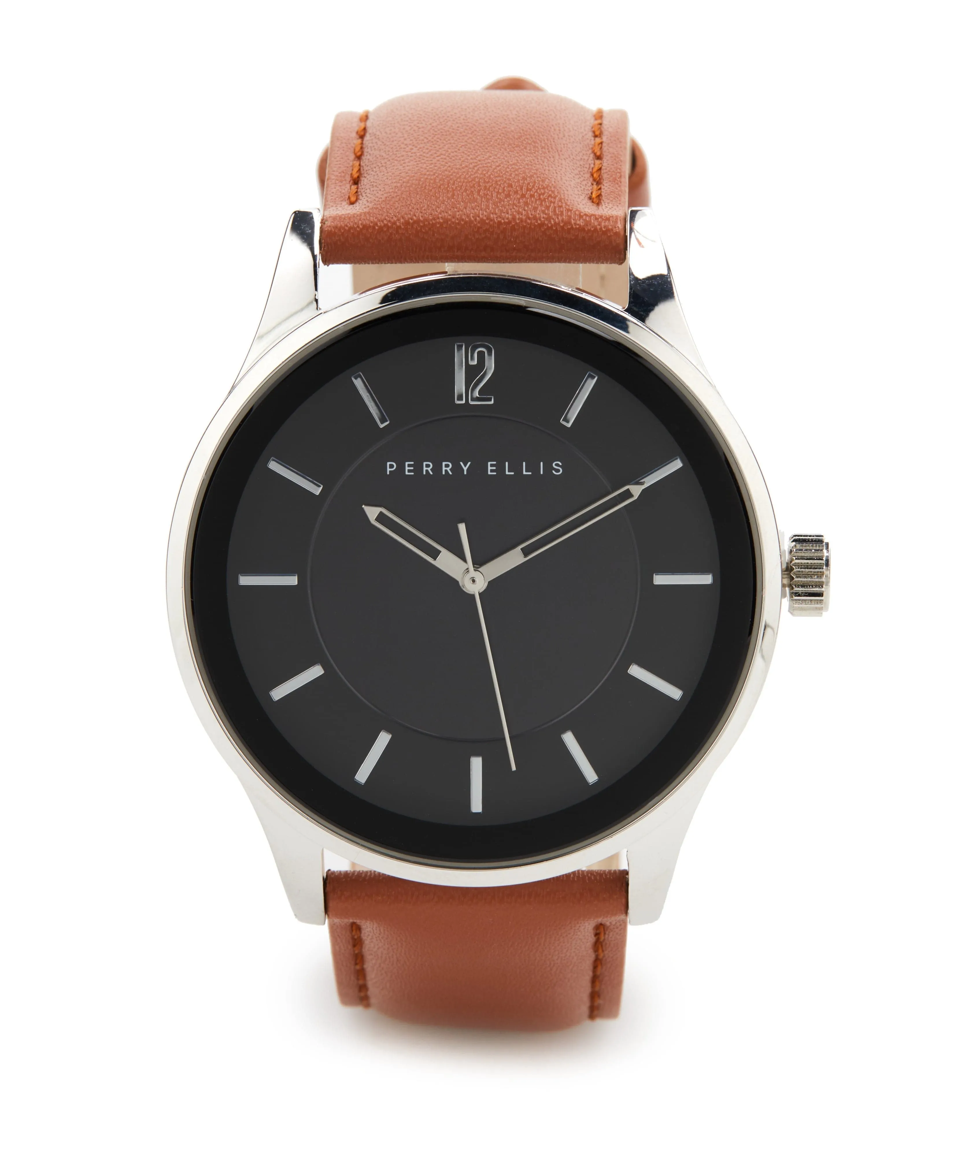 Brown and SIlver Metal Genuine Leather Watch